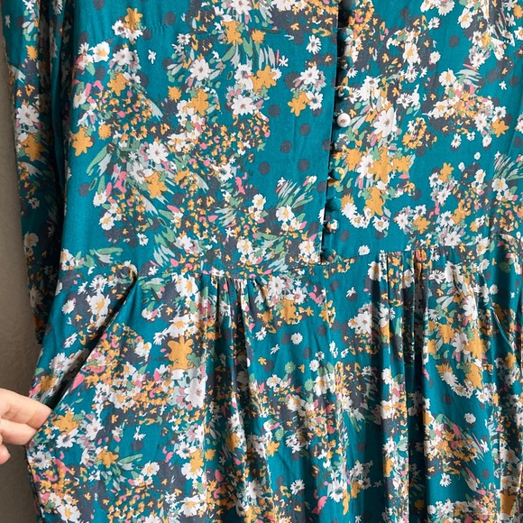 Anthropologie Kachel Teatime Silk Viscose Blend Floral Jumpsuit Wide Leg sz 8 - Picture 7 of 14